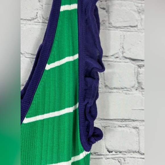 Anthropoligie NWT Daily Practice Green/Navy Striped Dress, Size Medium Petite - Picture 8 of 15